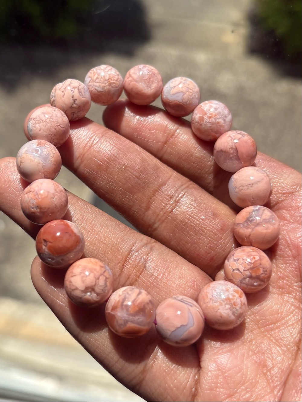 Cotton Candy Agate Crystal Bracelet 12.5mm - Picture 7 of 11